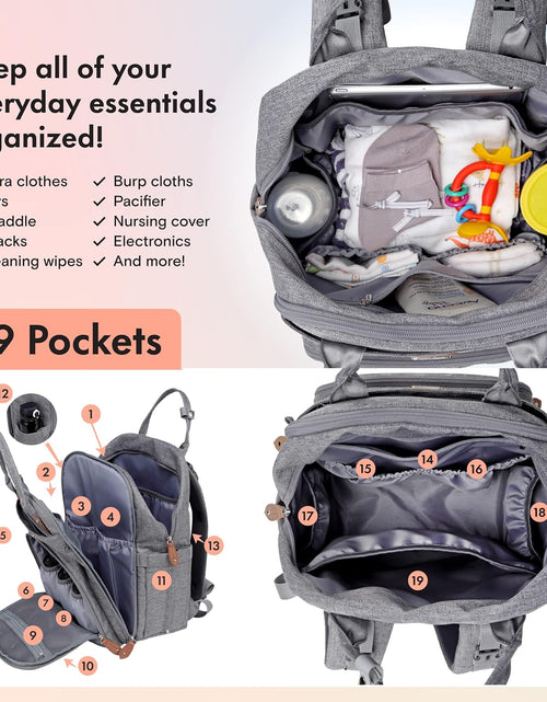 Load image into Gallery viewer, Diaper Bag Backpack with Portable Changing Pad, Pacifier Case and Stroller Straps, Large Unisex Baby Bags for Boys Girls, Multipurpose Travel Back Pack for Moms Dads, Gray
