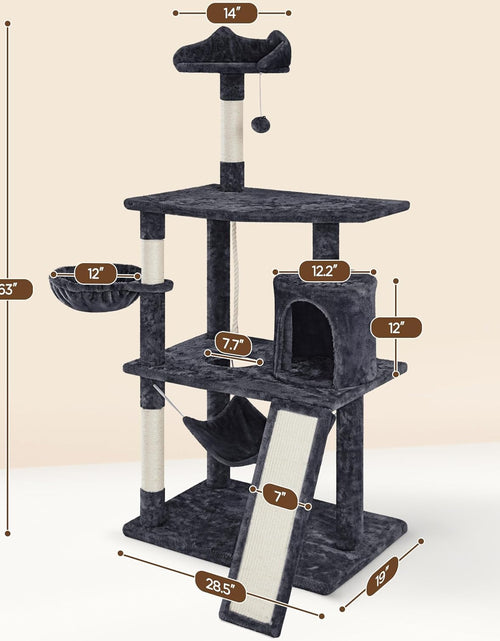 Load image into Gallery viewer, 62In Multi-Level Cat Tree Tower Condo with Scratching Posts, Removable Platform &amp; Hammock, Cat Activity Center Play Furniture for Kittens, Cats, and Pets

