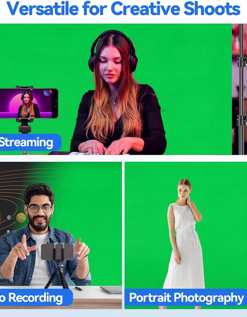 Load image into Gallery viewer, Photo Video Studio 8.5 X 10Ft Green Screen Backdrop Stand Kit, Photography Background Support System with 10 X12Ft 100% Cotton Muslin Chromakey Backdrop

