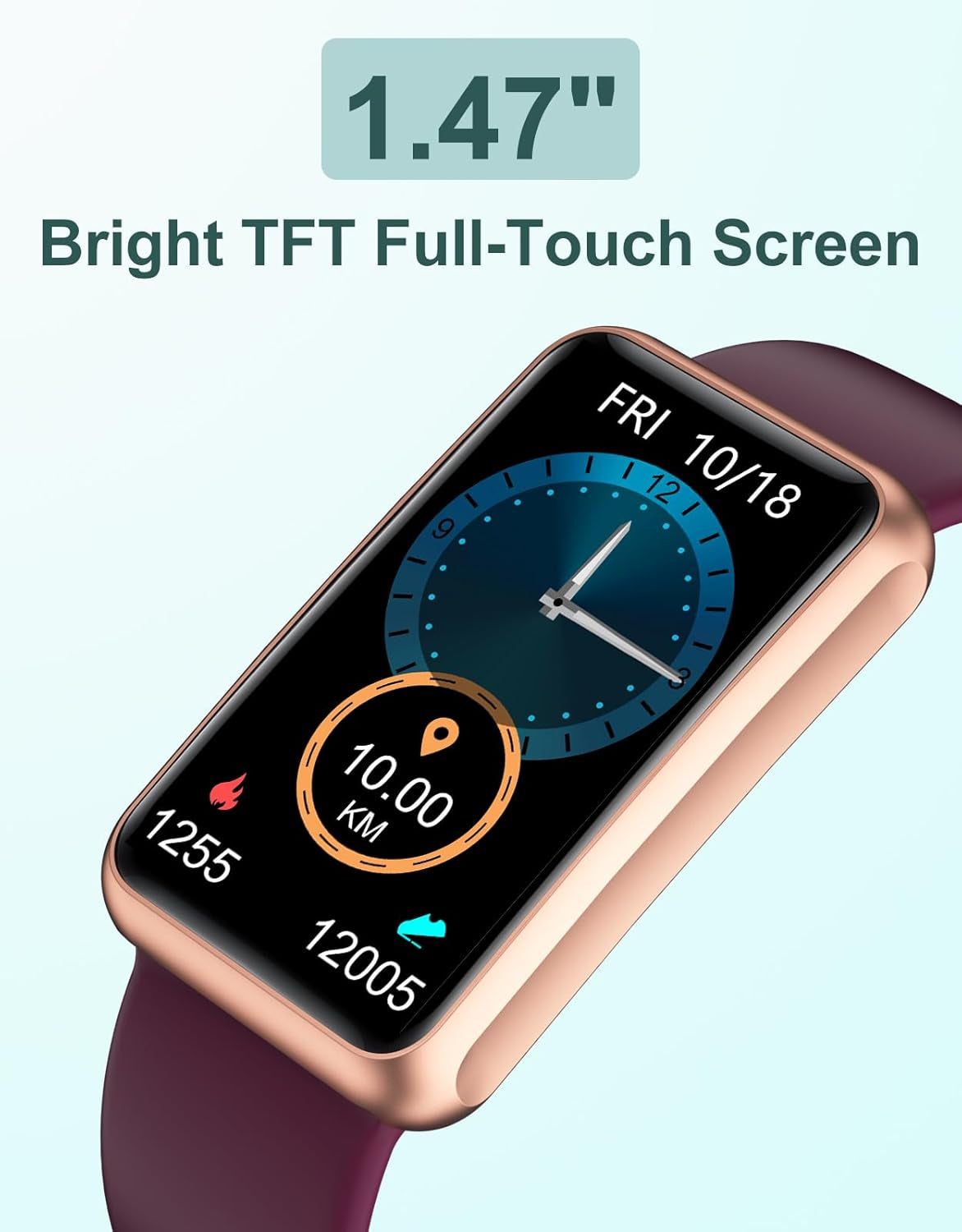 Fitness Tracker No Bluetooth No APP No Phone Needed, Fitness Watch for Men Women Parents IP68 Waterproof with Full Touch Screen Steps Calories Counter Sleep Tracker Alarm Clocks (Purple)