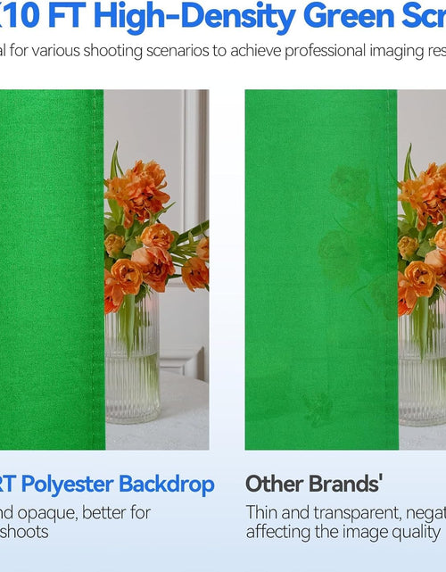 Load image into Gallery viewer, Photo Video Studio 8.5 X 10Ft Green Screen Backdrop Stand Kit, Photography Background Support System with 10 X12Ft 100% Cotton Muslin Chromakey Backdrop
