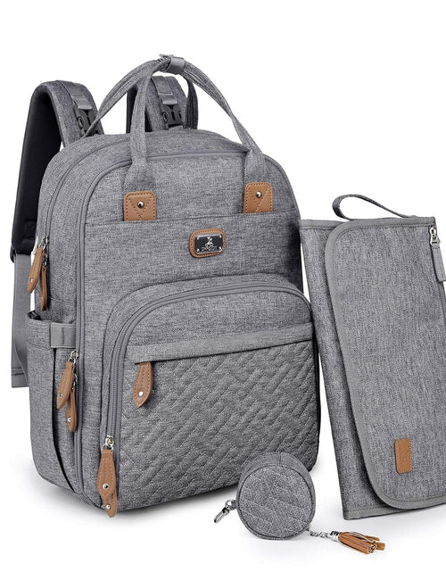 Load image into Gallery viewer, Diaper Bag Backpack with Portable Changing Pad, Pacifier Case and Stroller Straps, Large Unisex Baby Bags for Boys Girls, Multipurpose Travel Back Pack for Moms Dads, Gray
