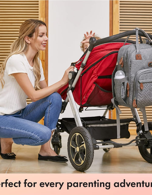 Load image into Gallery viewer, Diaper Bag Backpack with Portable Changing Pad, Pacifier Case and Stroller Straps, Large Unisex Baby Bags for Boys Girls, Multipurpose Travel Back Pack for Moms Dads, Gray

